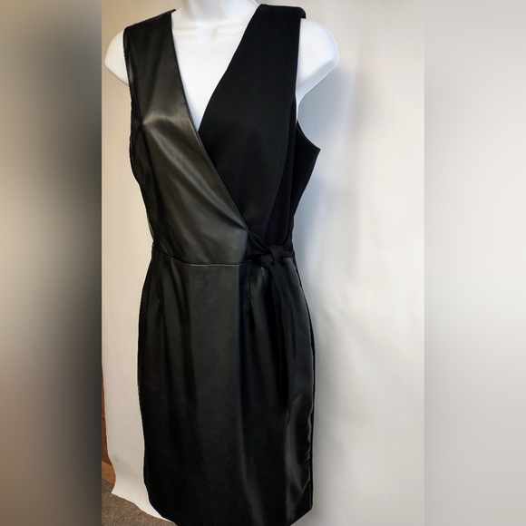 INC International Concepts Faux Leather Polyester Black Dress Size 12 - Picture 2 of 11